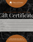 Onyx & Ivory Handmade Gift Certificate