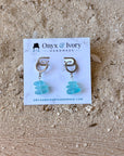Aqua Sea Glass Huggie Hoops