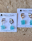 Aqua Sea Glass Huggie Hoops