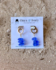 Cobalt Sea Glass Huggie Hoops