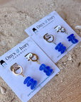 Cobalt Sea Glass Huggie Hoops