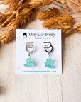 Aqua Sea Glass Huggie Hoops