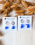 Cobalt Sea Glass Huggie Hoops