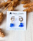Cobalt Sea Glass Huggie Hoops