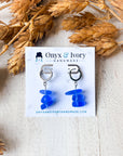 Cobalt Sea Glass Huggie Hoops