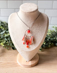 Coral Kiss Beaded Pendant Necklace