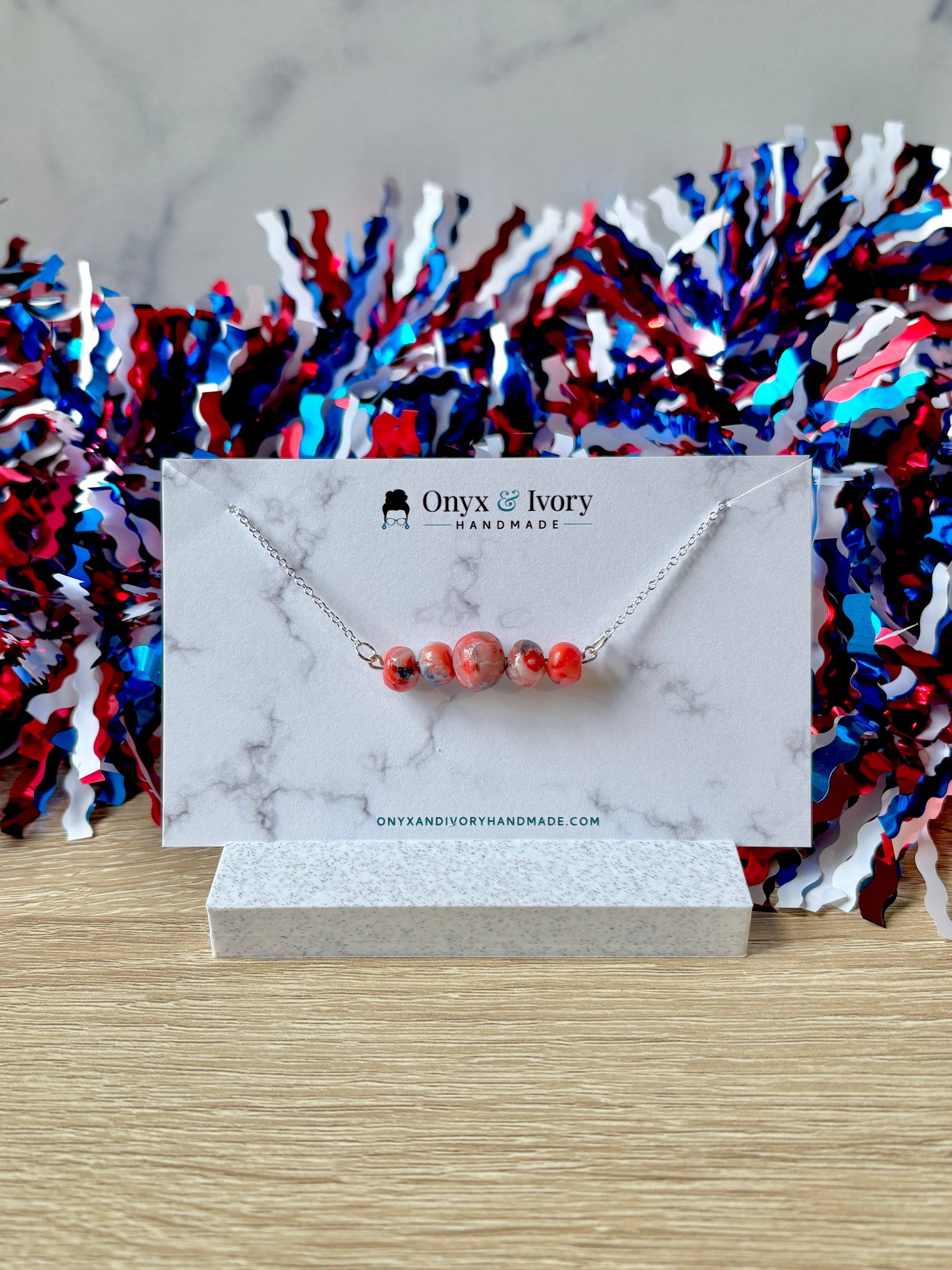 Red, White & Blue Becky Beaded Necklace