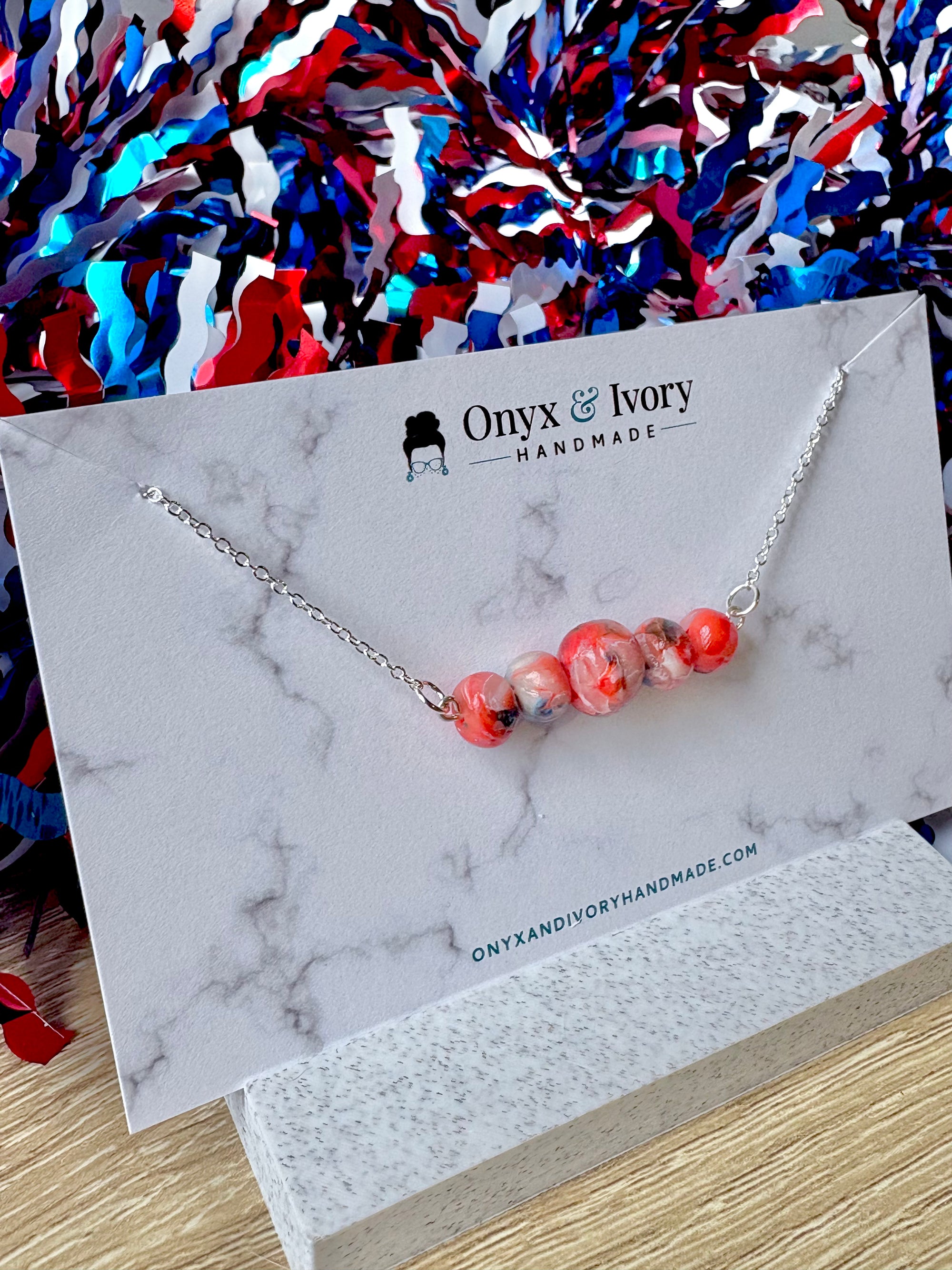 Red, White & Blue Becky Beaded Necklace
