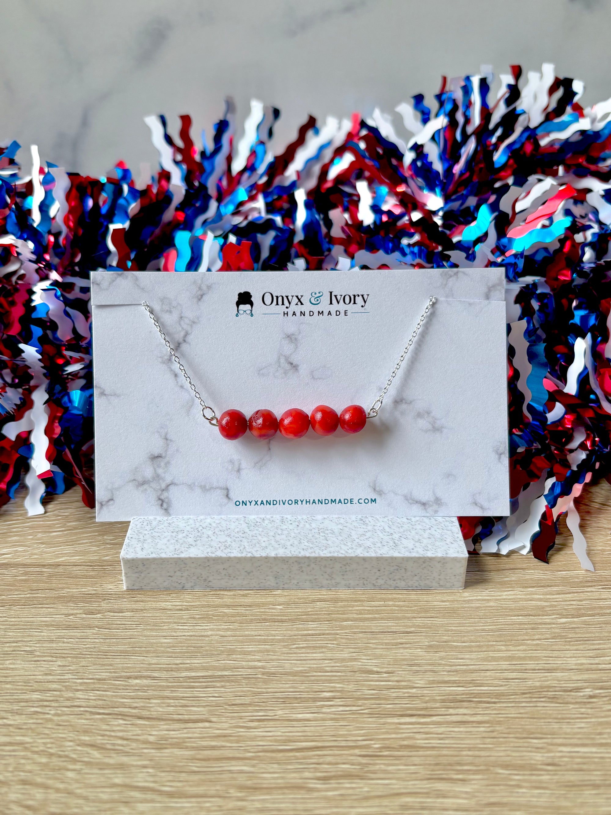 Red Becky Beaded Necklace