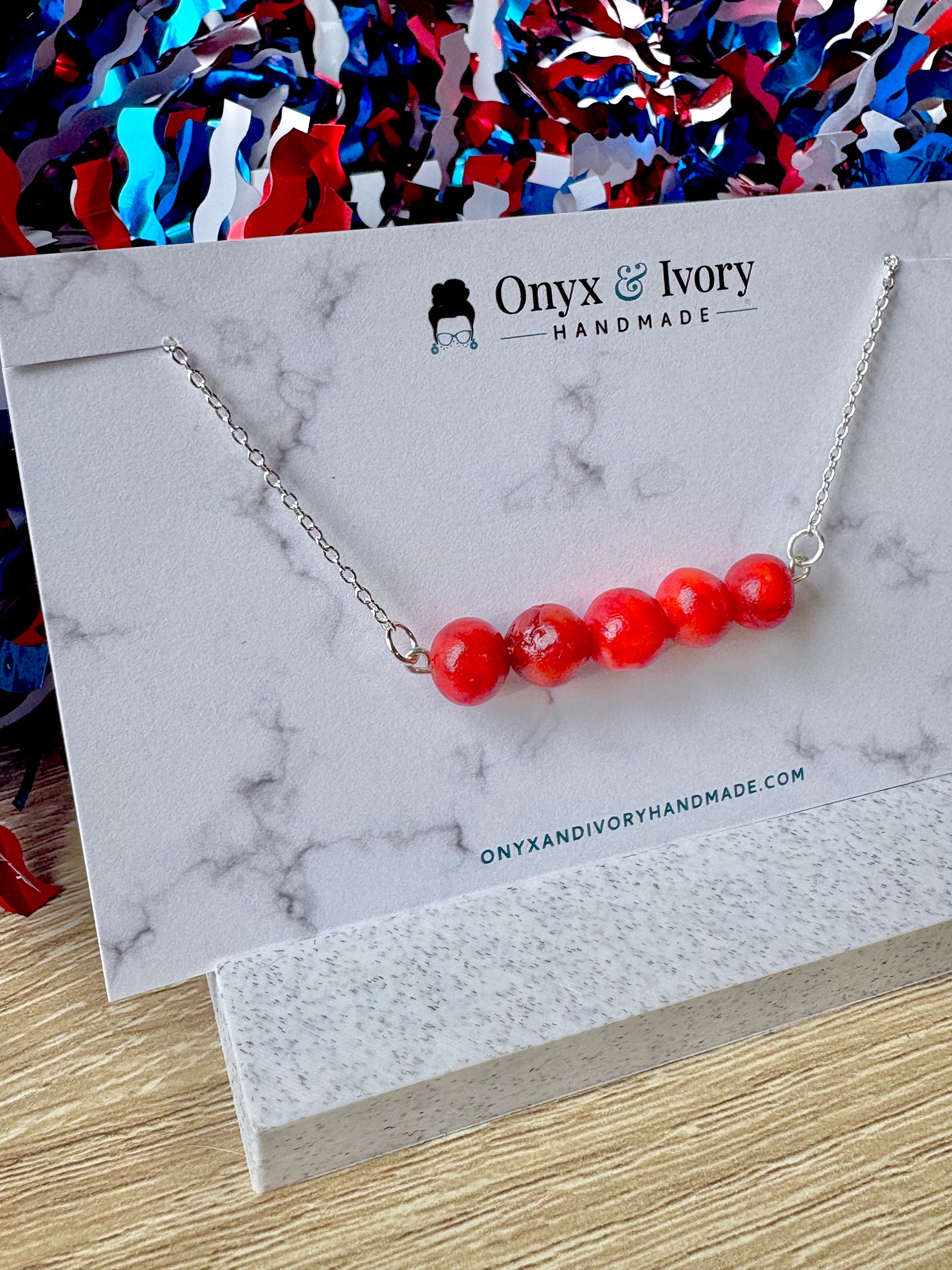 Red Becky Beaded Necklace