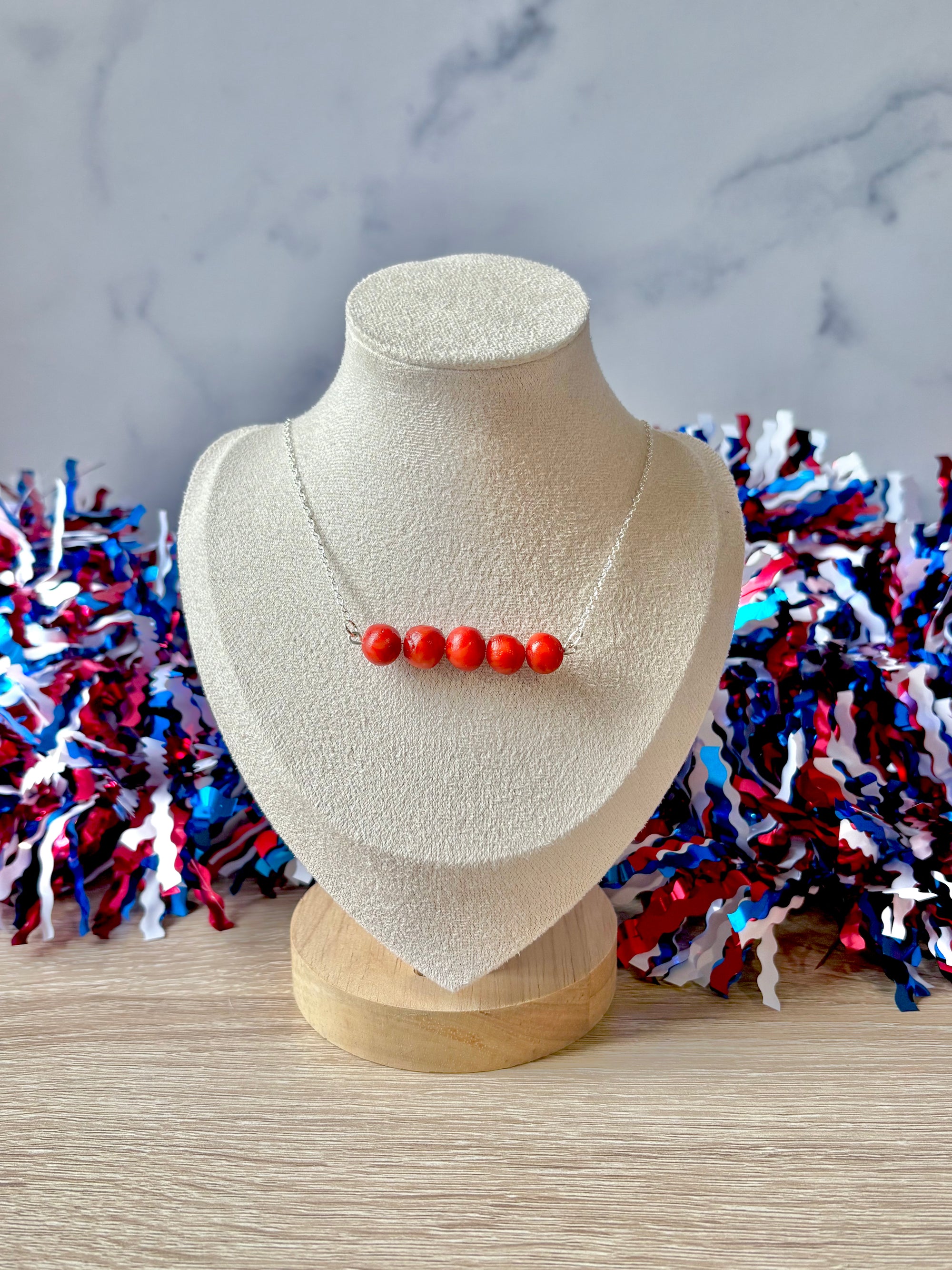 Red Becky Beaded Necklace
