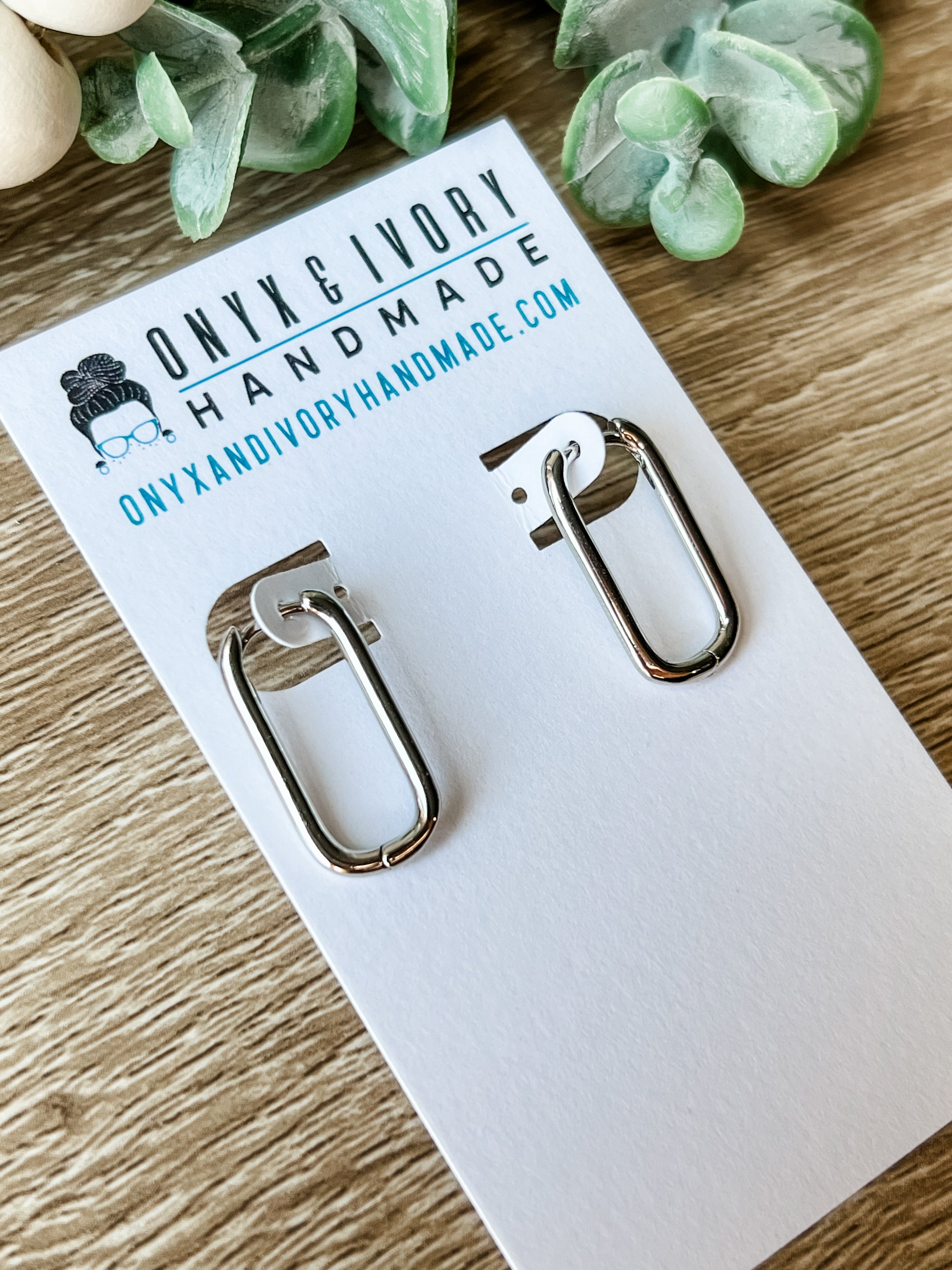 Rectangular Charm Hoops (gold & silver)