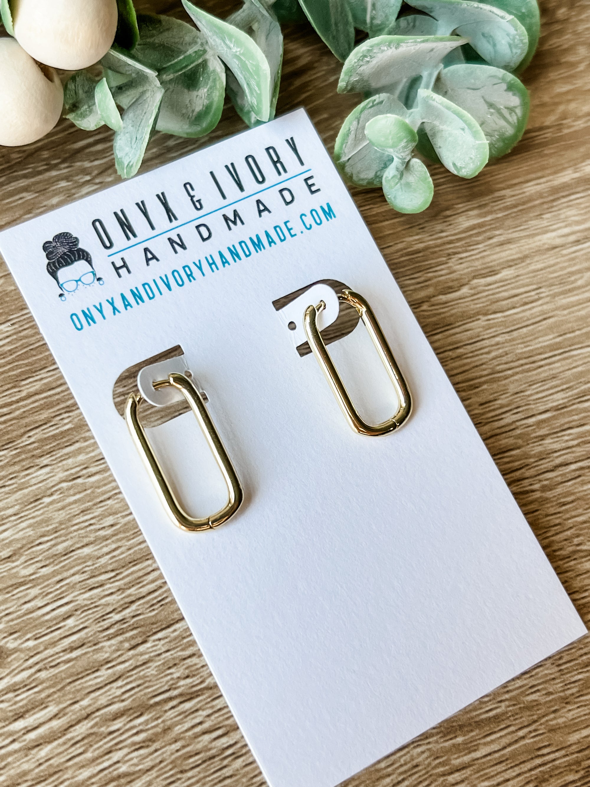 Rectangular Charm Hoops (gold & silver)