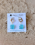 Aqua Sea Glass Huggie Hoops