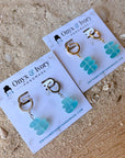 Aqua Sea Glass Huggie Hoops