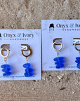 Cobalt Sea Glass Huggie Hoops
