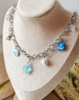 Charm Necklace +Earring Set (silver)
