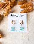 Aqua Sea Glass Huggie Hoops