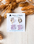 Lilac Sea Glass Huggie Hoops