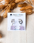 Lilac Sea Glass Huggie Hoops