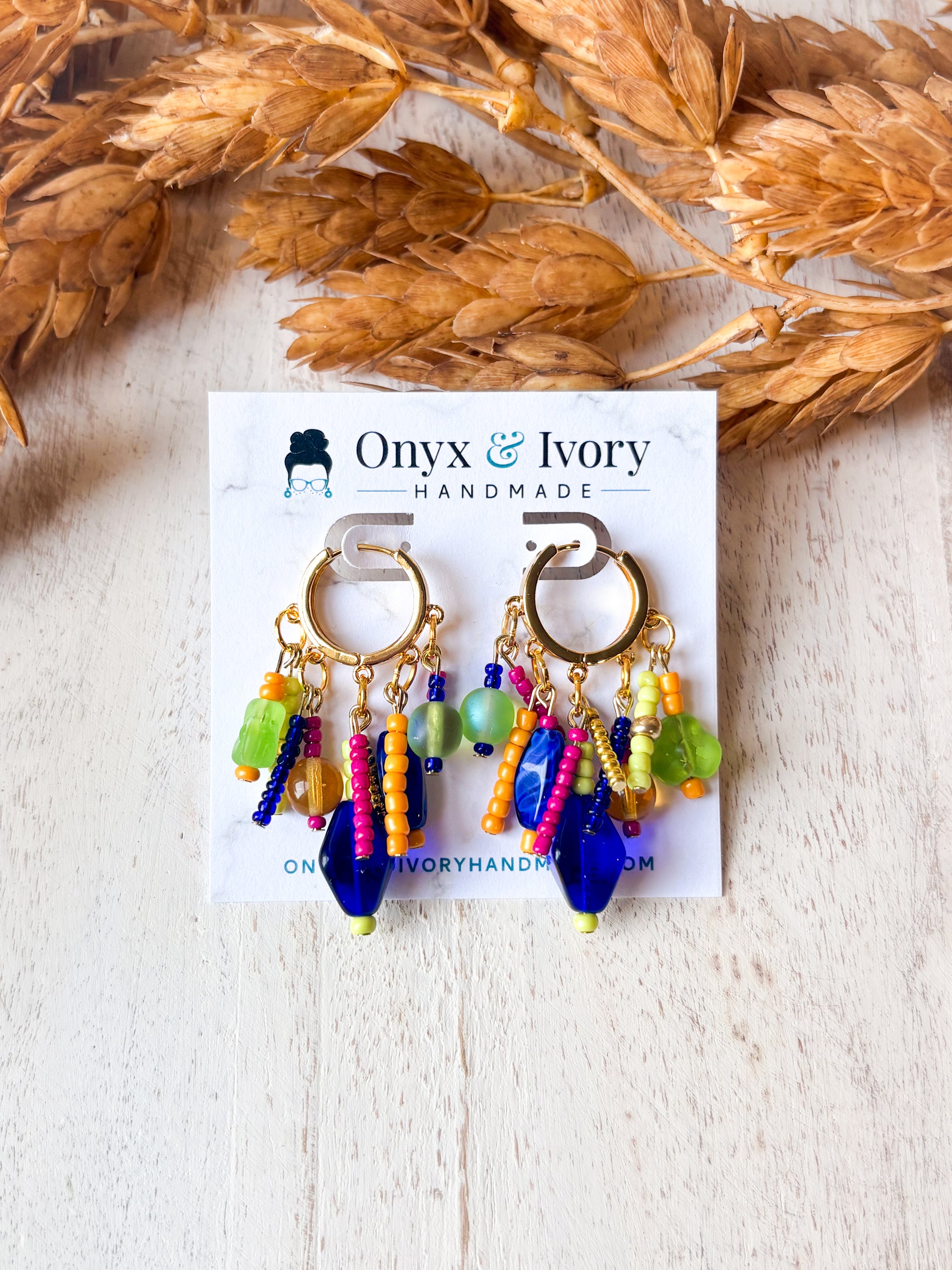 Fiesta Beaded Hoops
