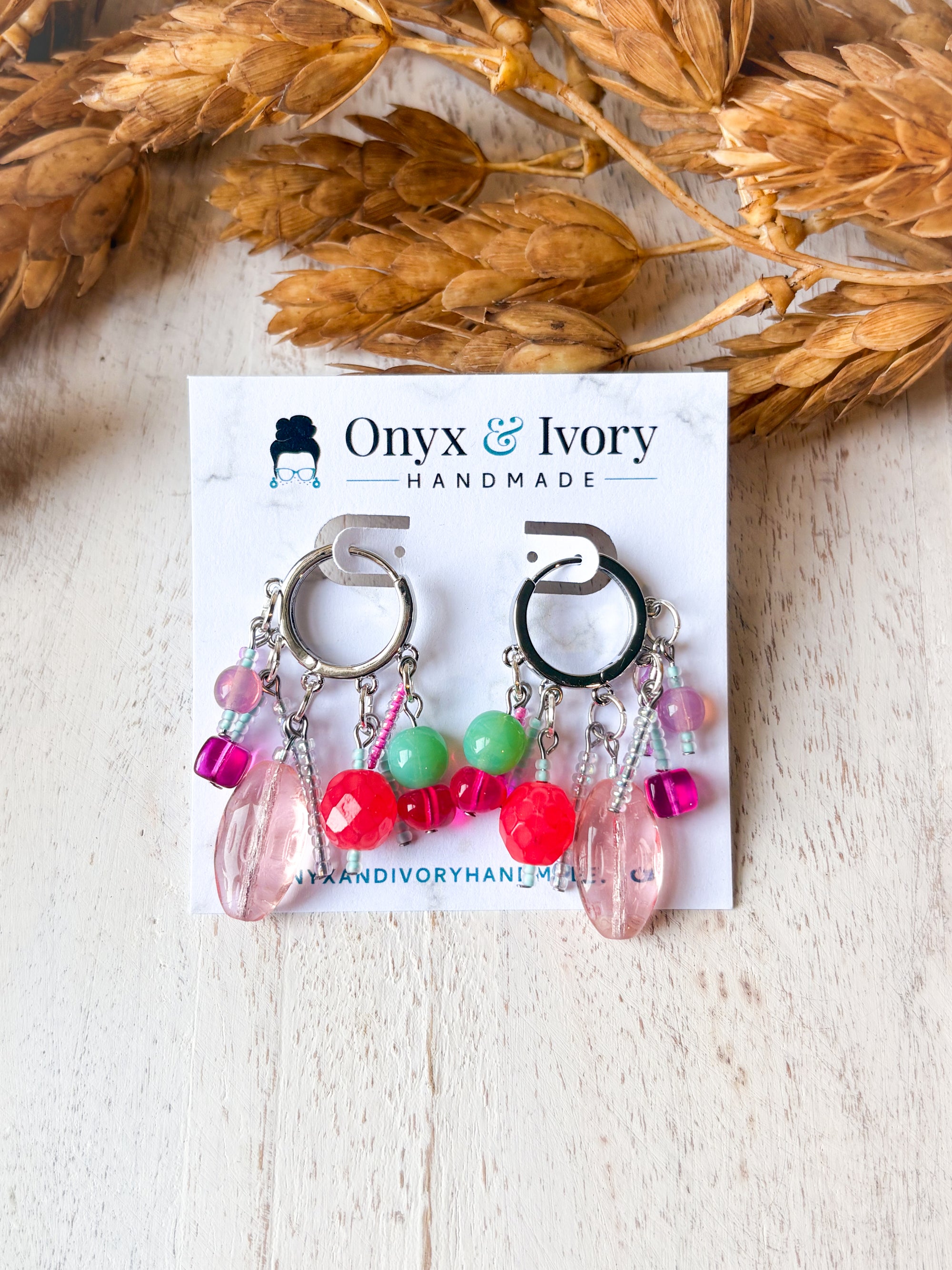 Watermelon Suga Beaded Hoops