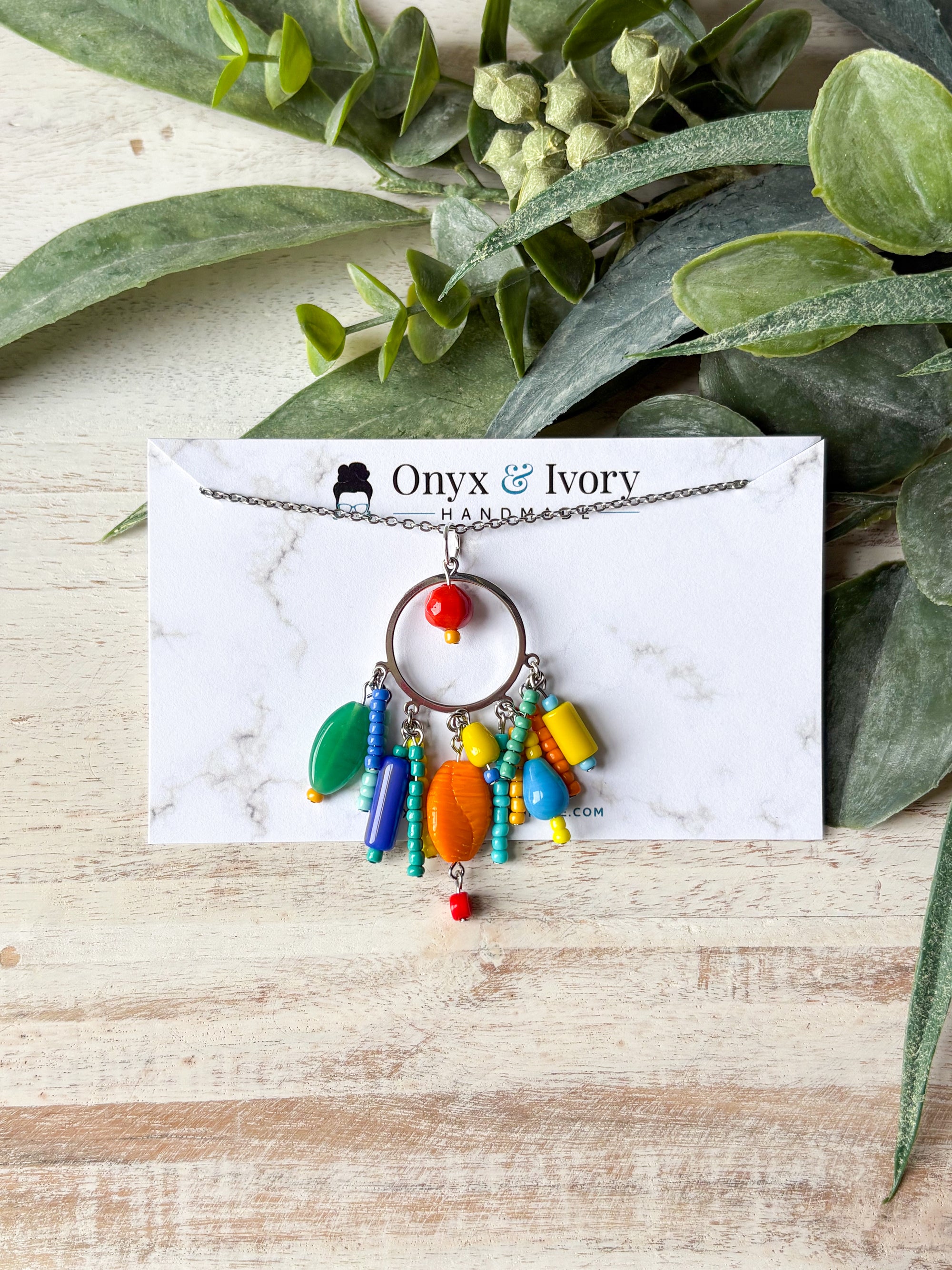 Artist's Palette Beaded Pendant Necklace