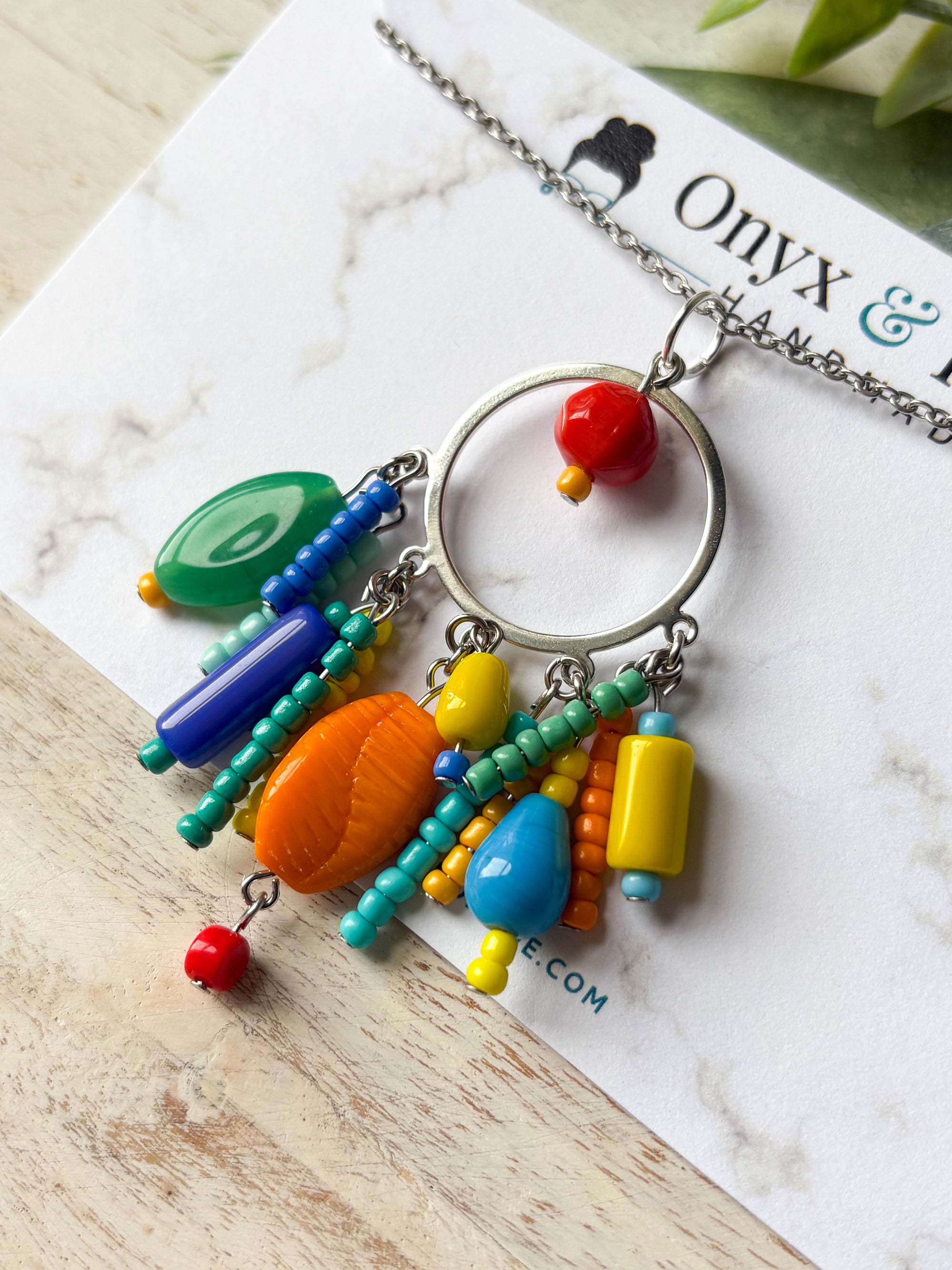 Artist's Palette Beaded Pendant Necklace