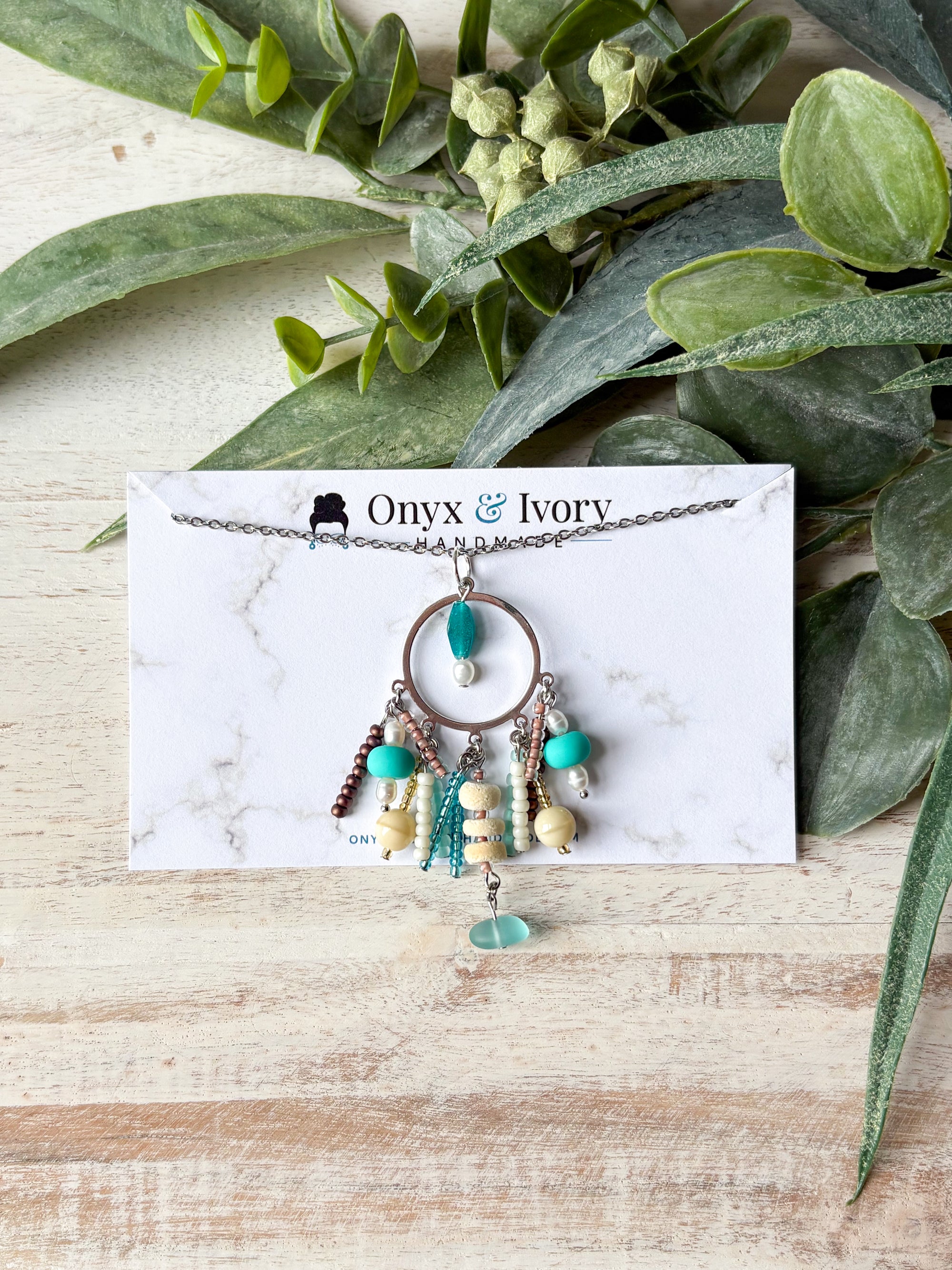 Beach Bum Beaded Pendant Necklace