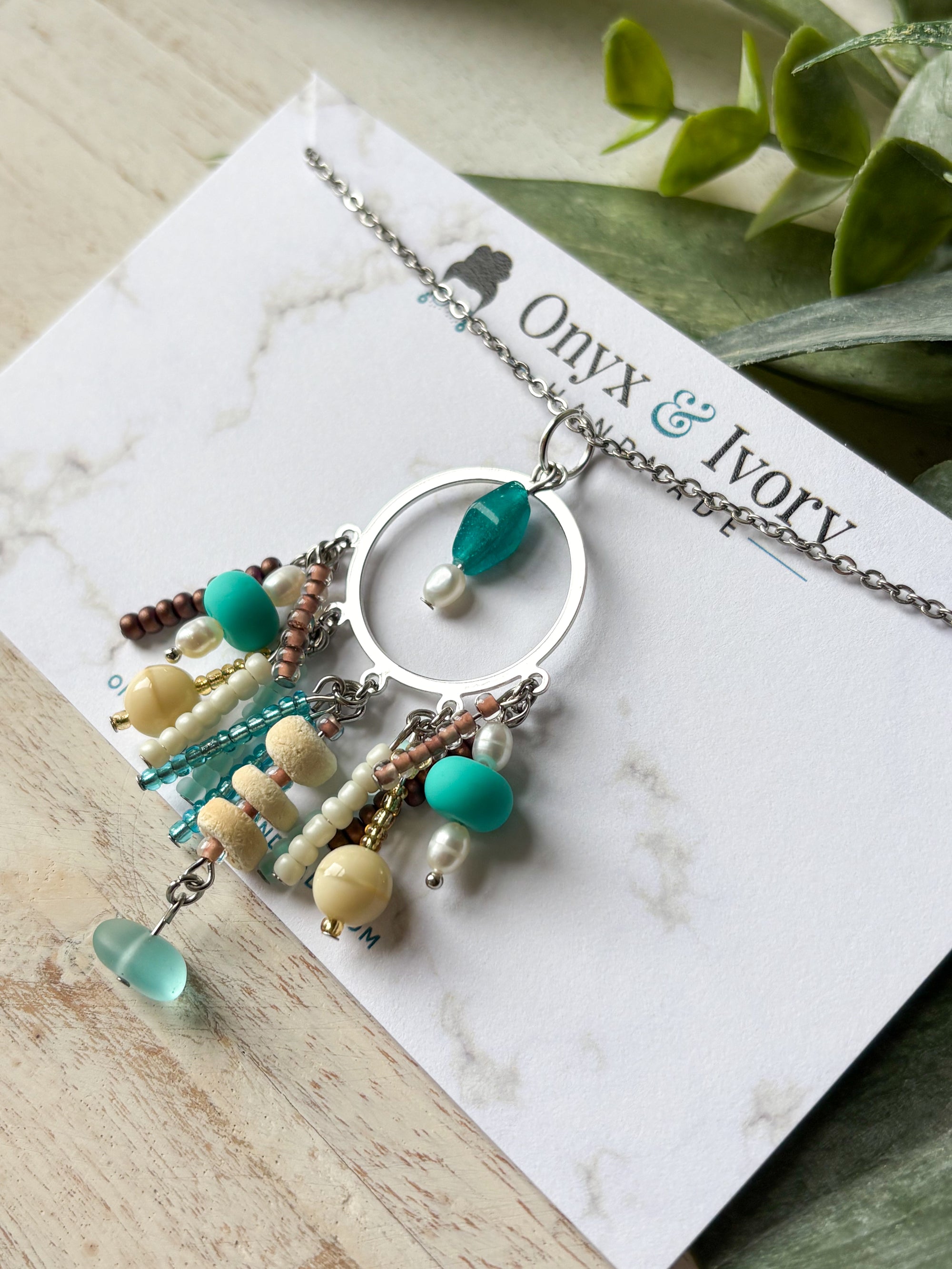 Beach Bum Beaded Pendant Necklace