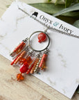 Coral Kiss Beaded Pendant Necklace