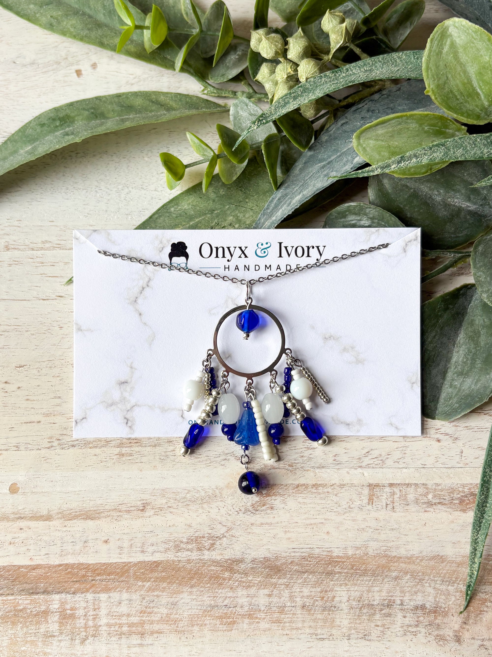 Rainy Day Beaded Pendant Necklace