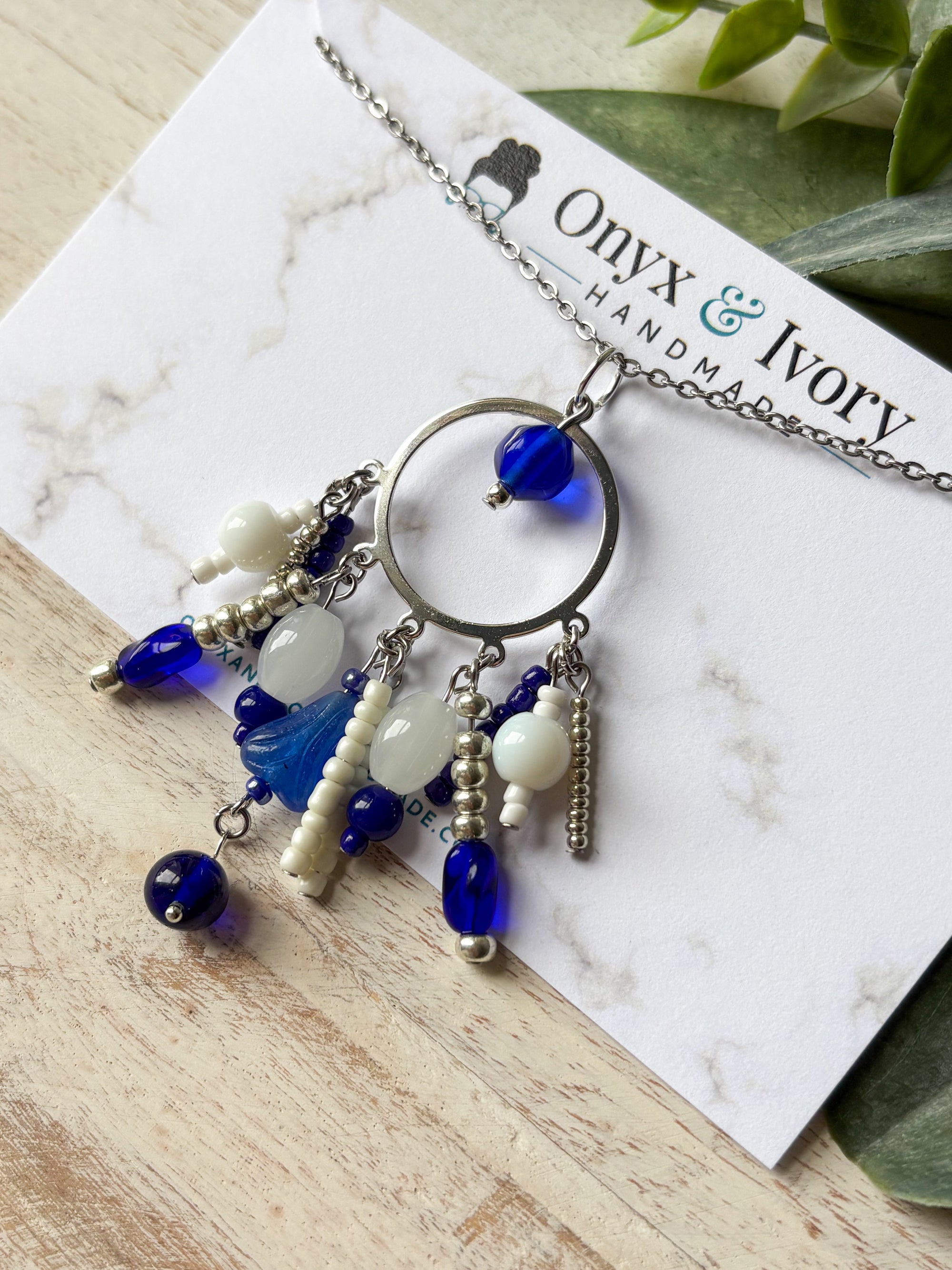 Rainy Day Beaded Pendant Necklace