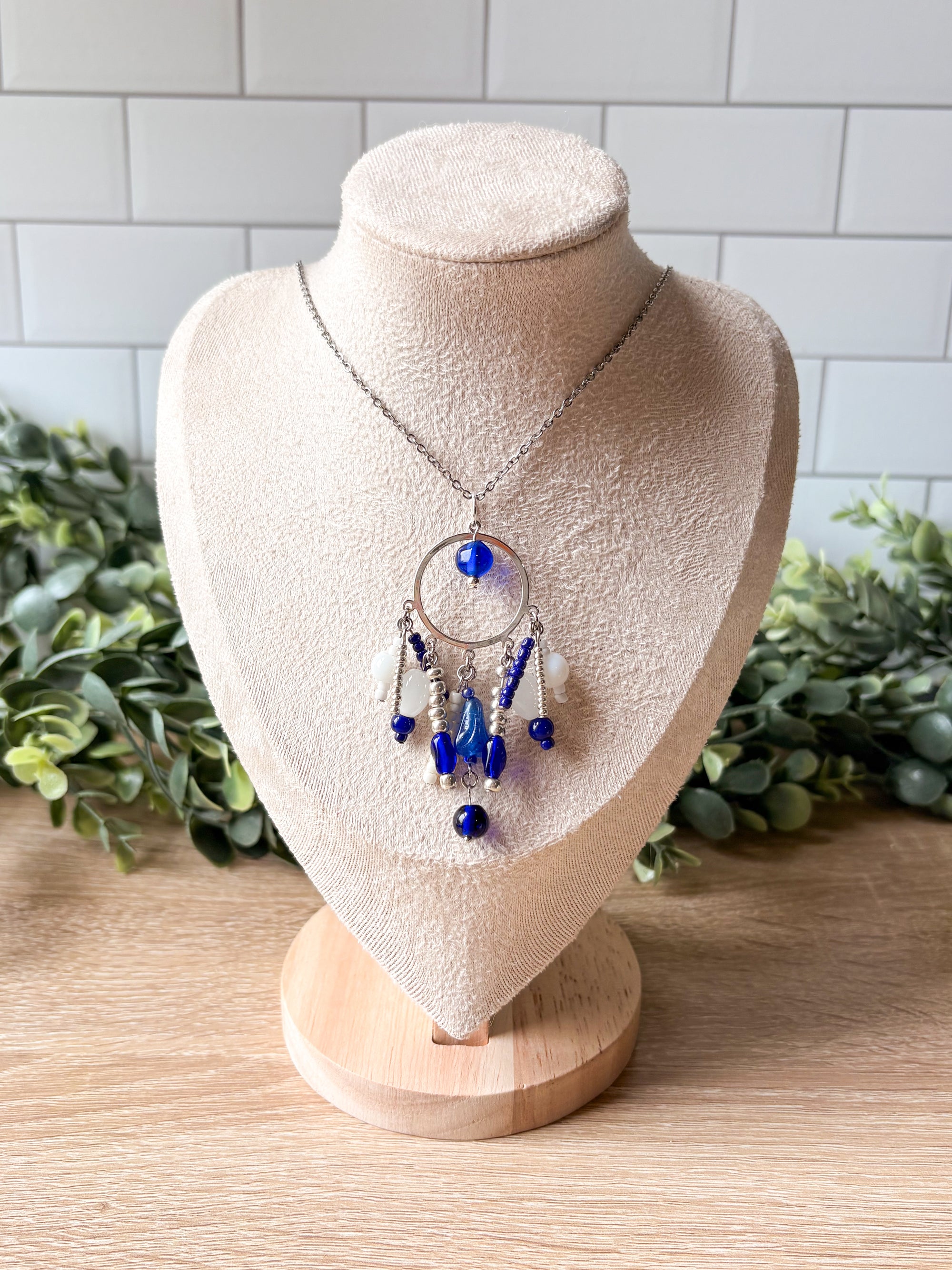 Rainy Day Beaded Pendant Necklace