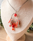 Coral Kiss Beaded Pendant Necklace