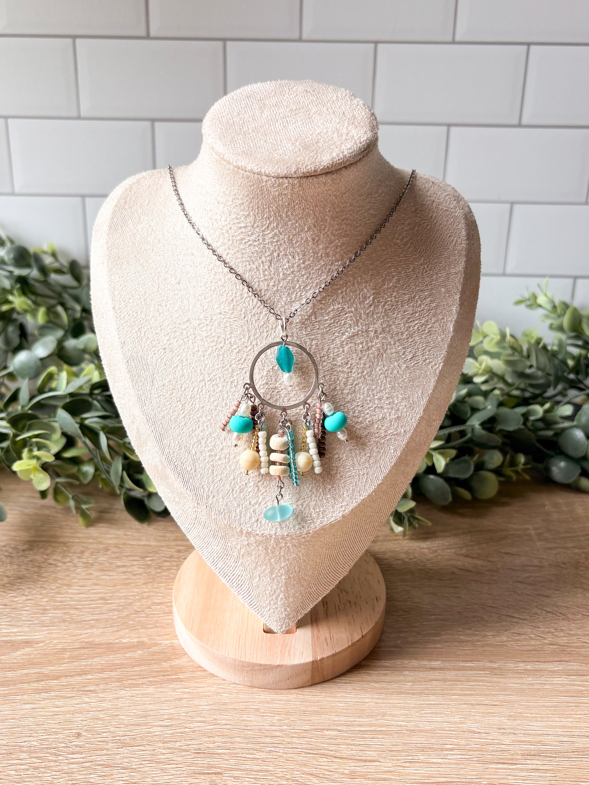 Beach Bum Beaded Pendant Necklace