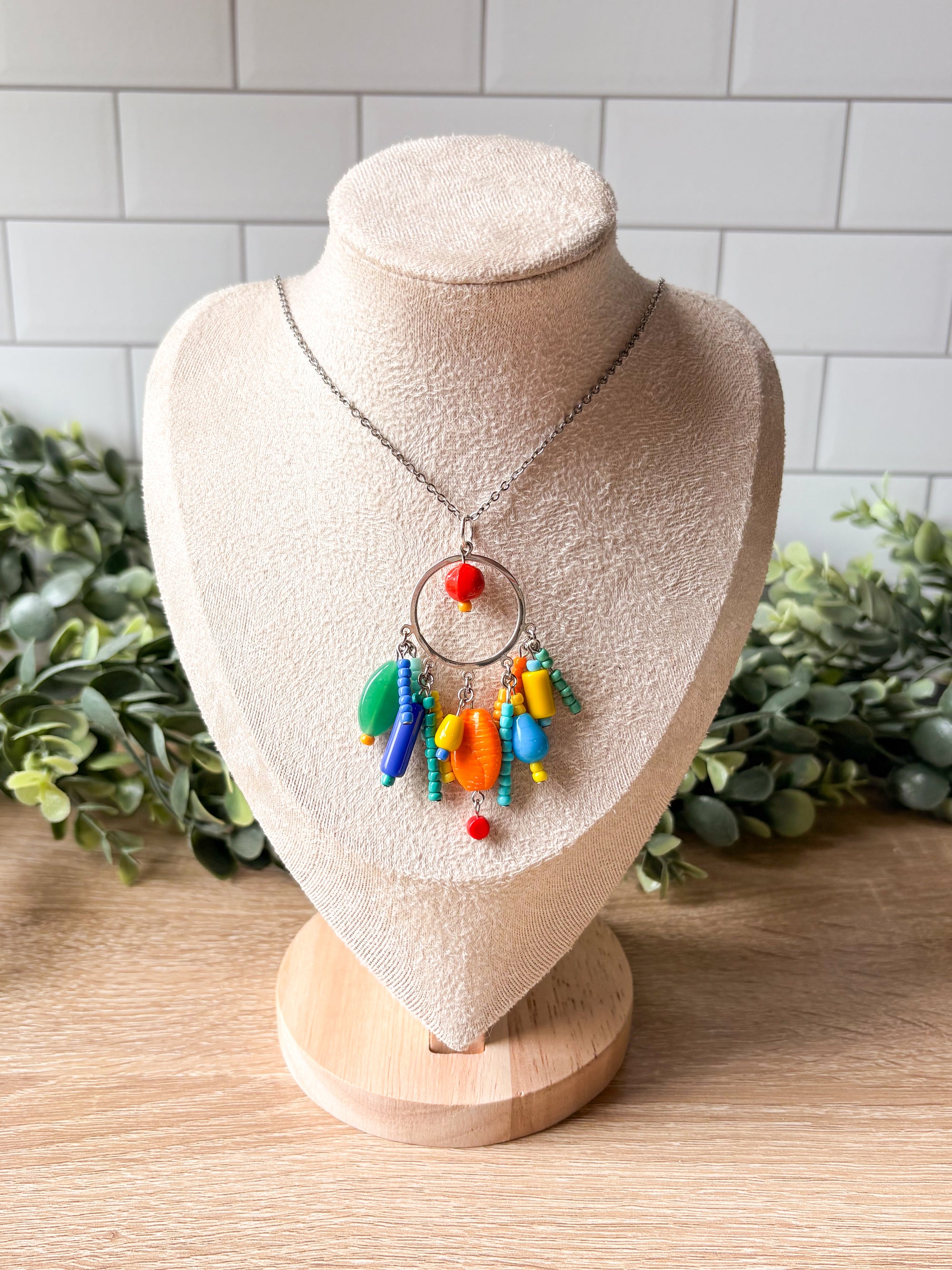 Artist's Palette Beaded Pendant Necklace