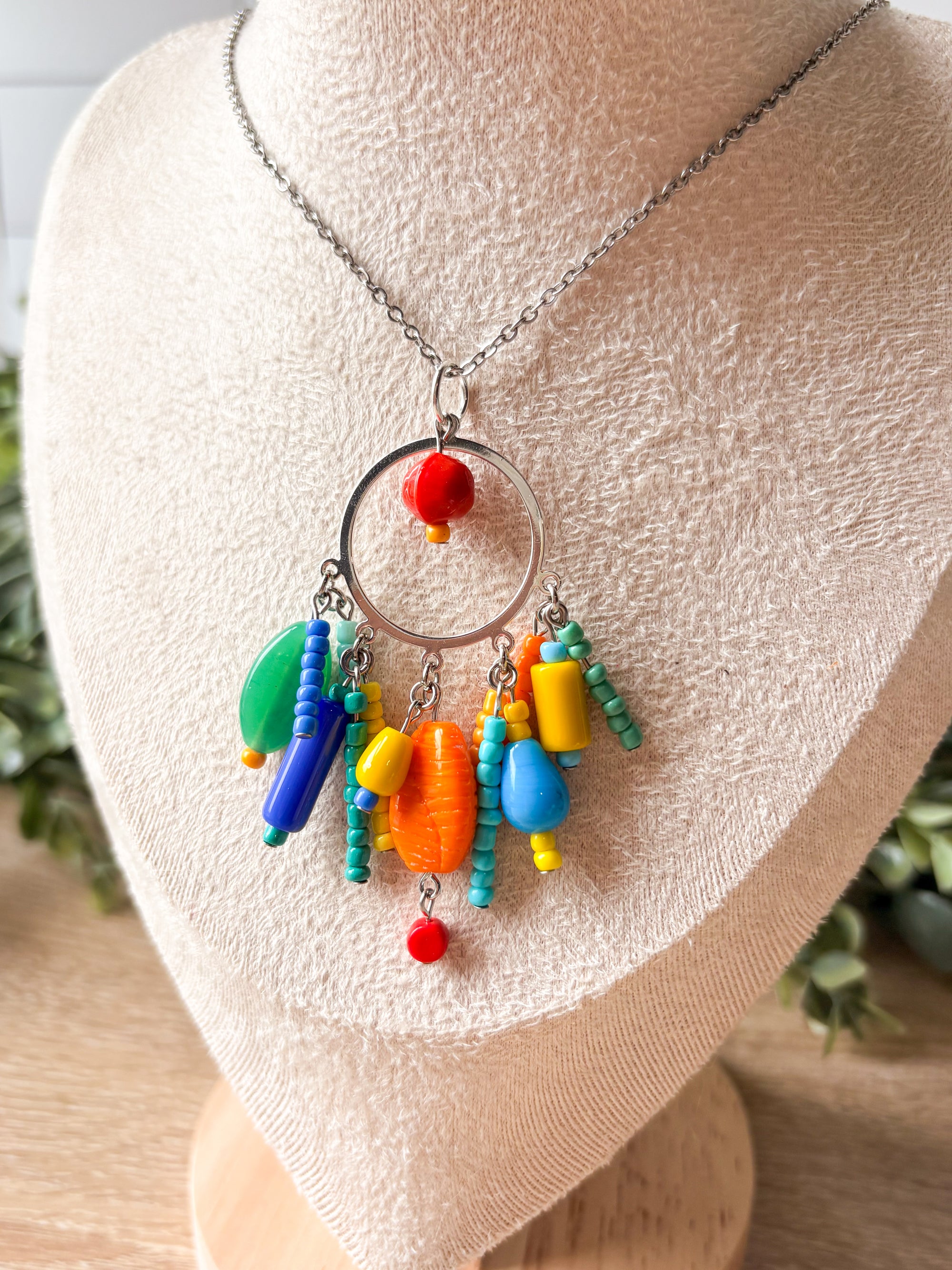 Artist's Palette Beaded Pendant Necklace