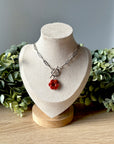 Garnet Charm Necklace (gold & silver)