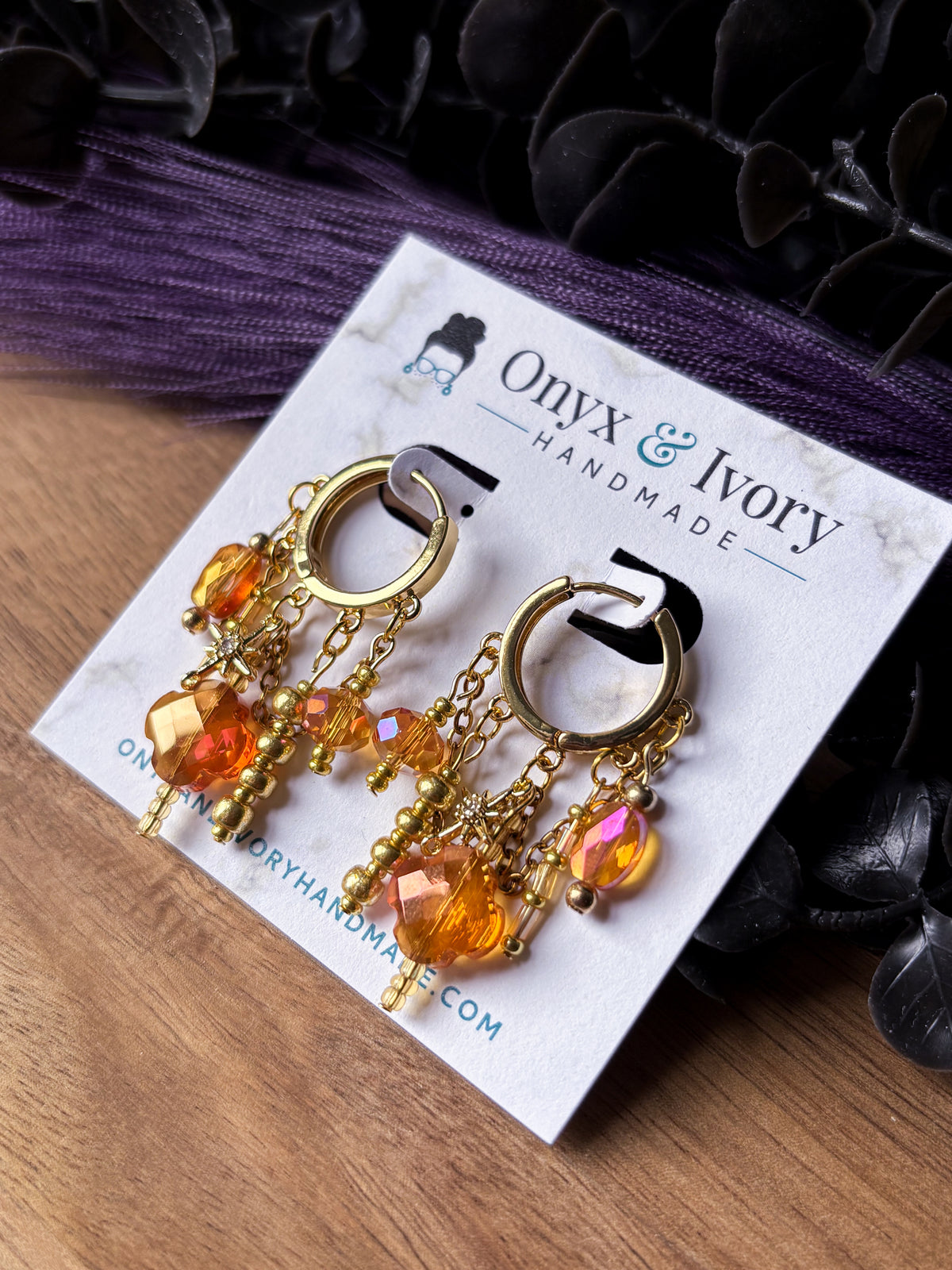 Rising Sun Beaded Hoops