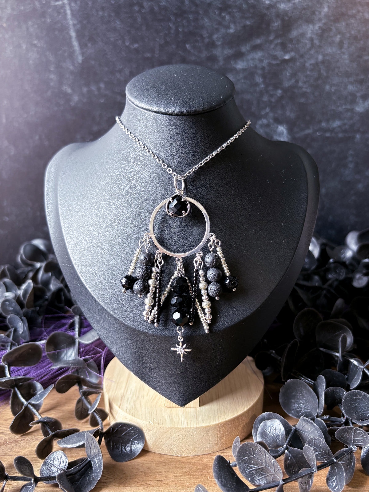 Goth Glam Beaded Pendant Necklace