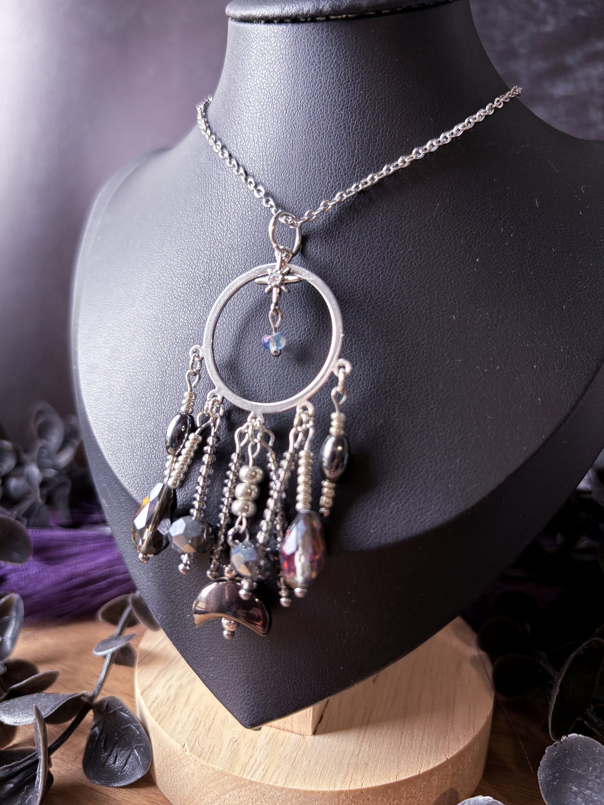By the Moon Beaded Pendant Necklace
