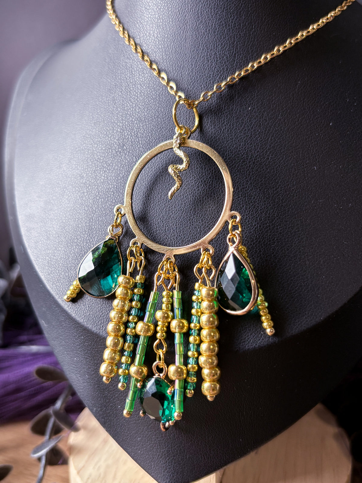 Medusa Beaded Pendant Necklace