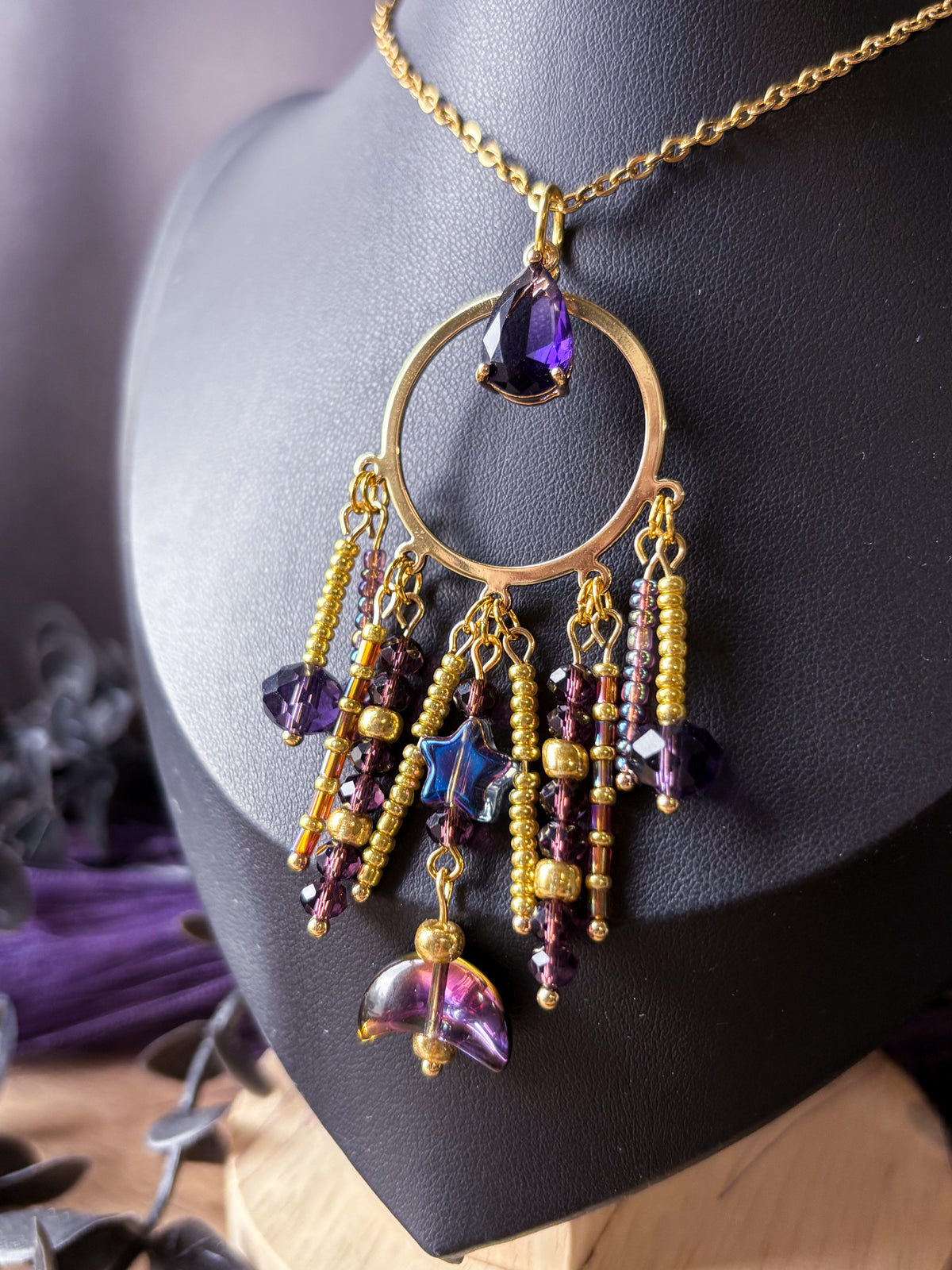 Moon Child Beaded Pendant Necklace
