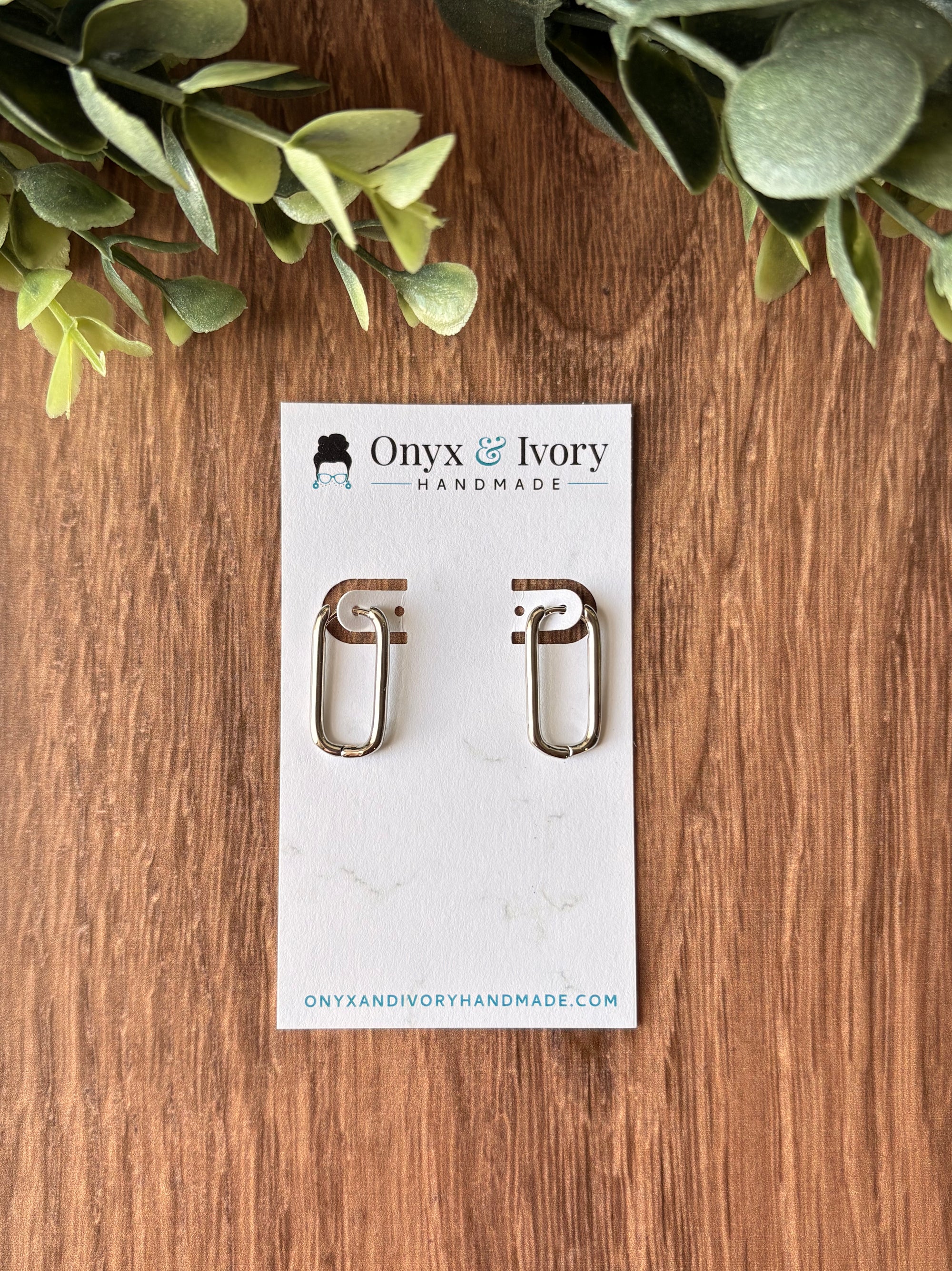 Rectangular Charm Hoops (gold &amp; silver)