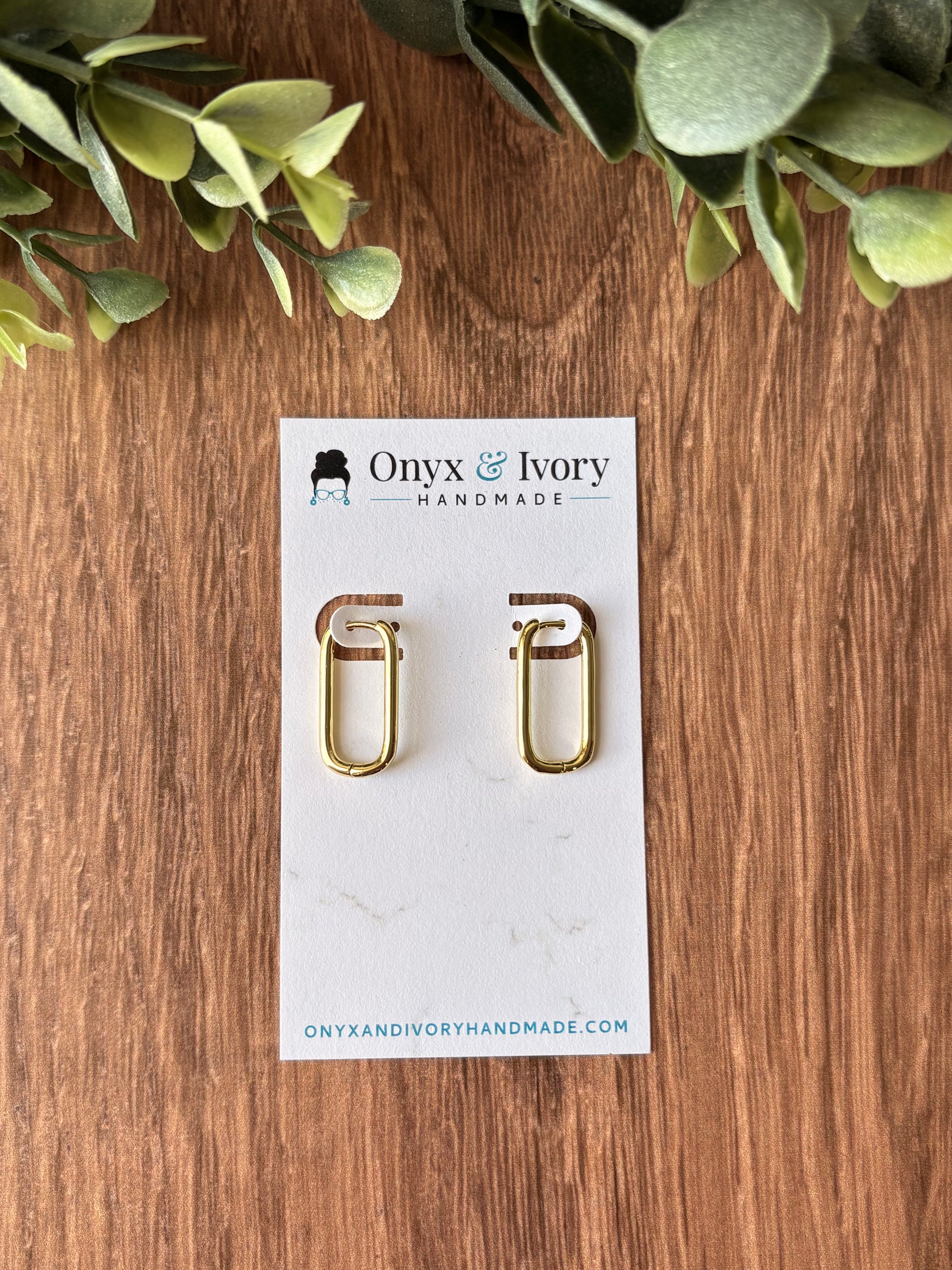 Rectangular Charm Hoops (gold &amp; silver)