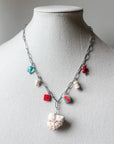 Mediterranean Charm Necklace with Wire-Wrapped Stone